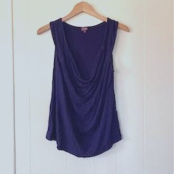 Coline Navy Blue Cowl Neck Tank Top - Picture 1 of 3